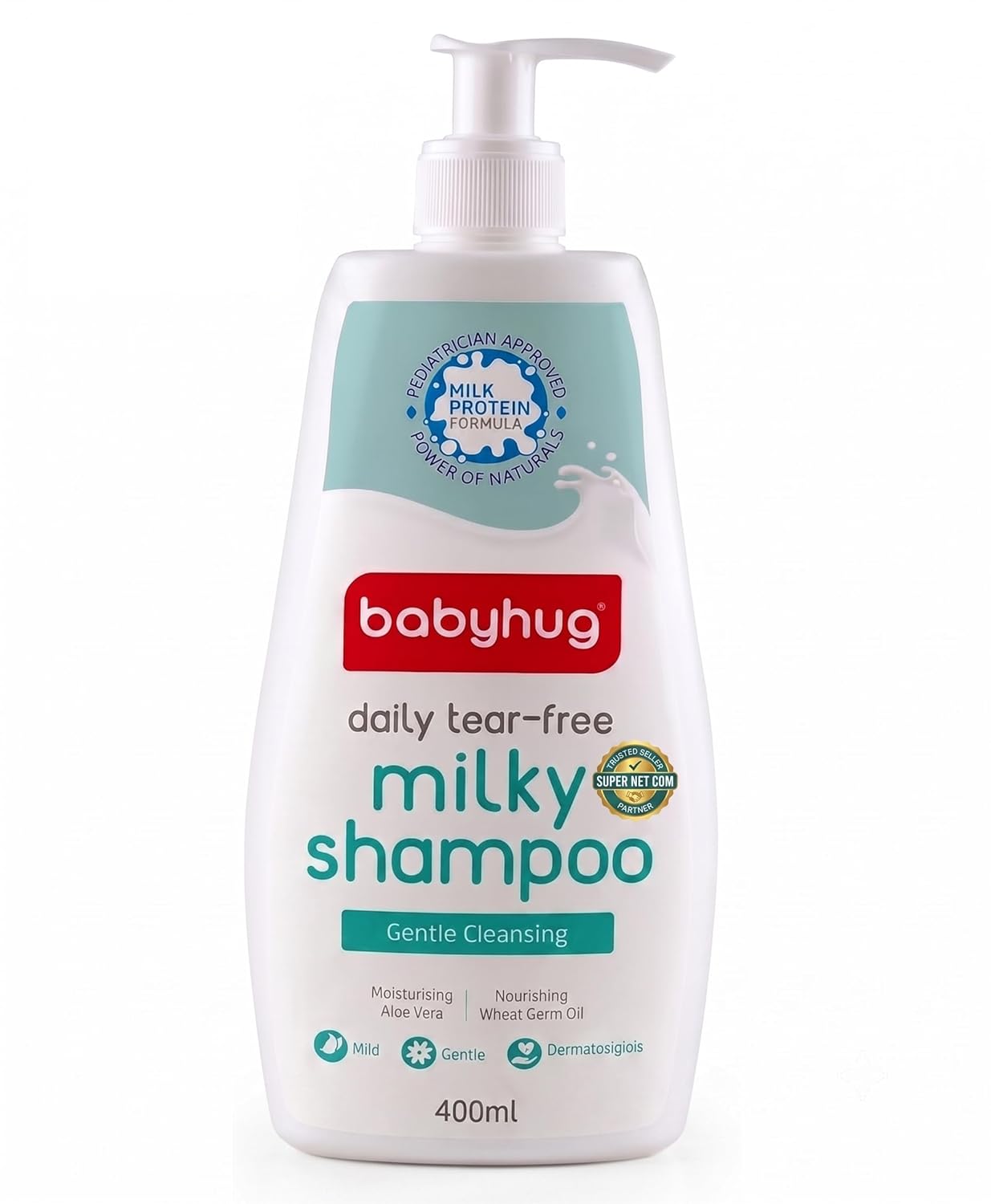 BABYHUG Daily Tear-Free Milky Shampoo – Enriched with Milk Protein & Natural Oils Pack Of 1 (400ML) | Enriched with Milk Protein, Natural Oils