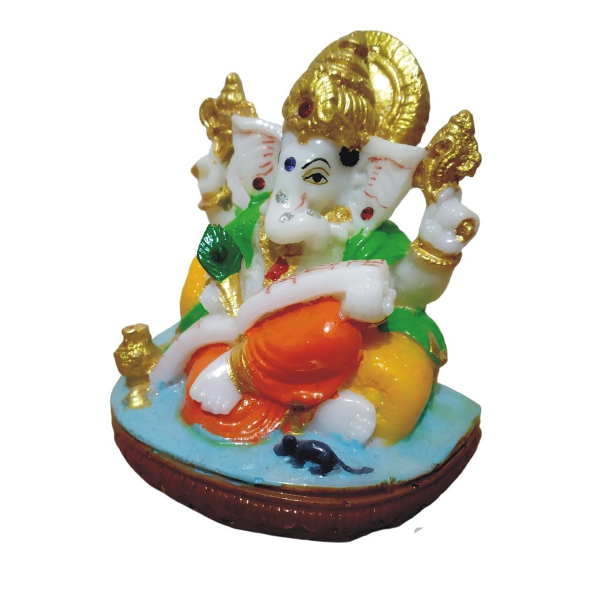 Ganesha Ganesh Ganpati Gajanan Statue Idol Murti Gift Item Decorative Showpiece Multicolor Polyresin Pack of 1 (B003)