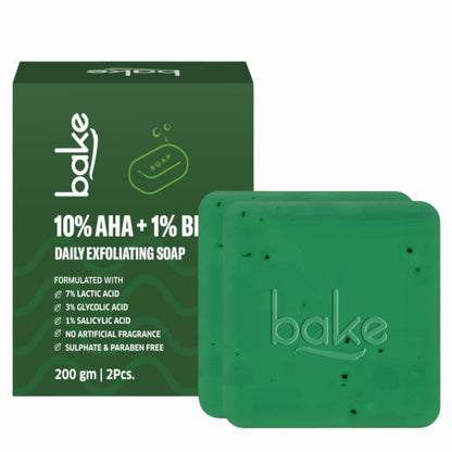 BAKE 10% AHA + 1% BHA Scrub Treatment Soap with Lactic Acid, Glycolic Acid, 1% Salicylic Acid | For Clogged Pores, Exfoliation, Strawberry Skin & Bright Underarms | Soap for Women & Men | 100g x 2