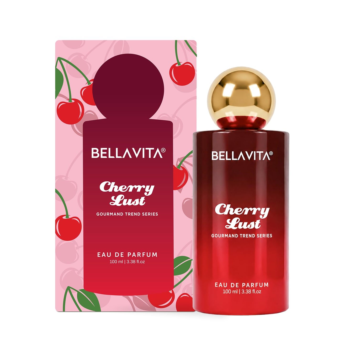 BELLAVITA Cherry Lust | Long Lasting EDP | 100ml | Perfume for Man | Perfume for Woman | Smells Like a Snack | Cherry, Strawberry, Vanilla & Marshmallow | Premium Unisex Gourmand Fragrance