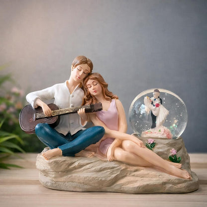 Romantic Love Couple Glass Ball Miniature Statue Showpiece for Gift Husband Wife Girlfriend Boyfriend Girls Boys- Home Decor Items -Decorative Showpieces Gift Items for Home Living Room