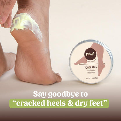 Vilvah Foot Cream for Cracked Heels | Repairs Dry, Rough & Damaged Feet | Softens Calluses & Removes Dead Skin | Deep Hydration & Odour Control | 100ml