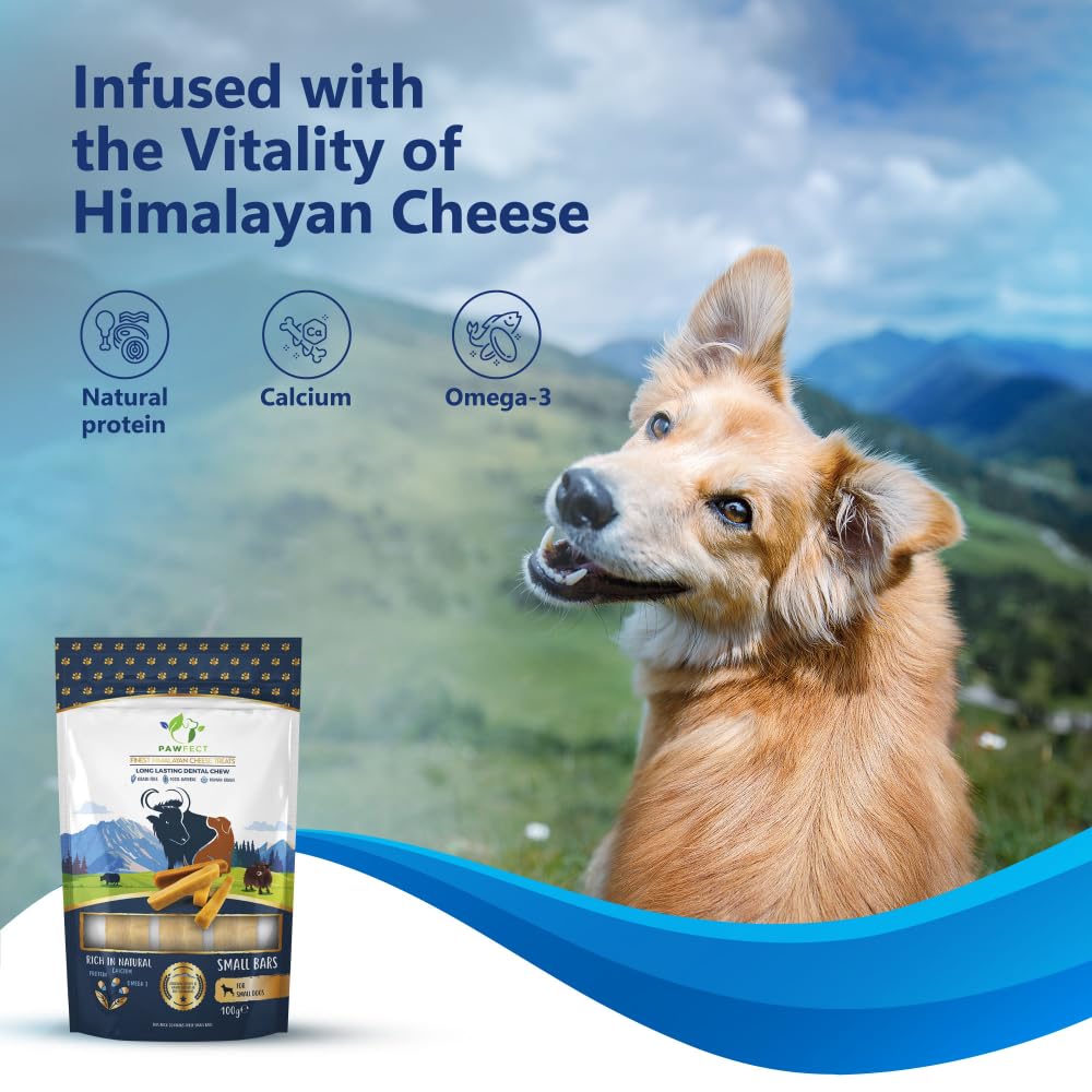 Pawfect Himalayan Yak Cheese Chews for Small Dogs - 100% Natural, Long-Lasting Cheese Bone - Rich in Protein & Calcium - Daily Dental Treat- Plaque Off & Tartar Control- Pack of 3 (100g/3.53oz)