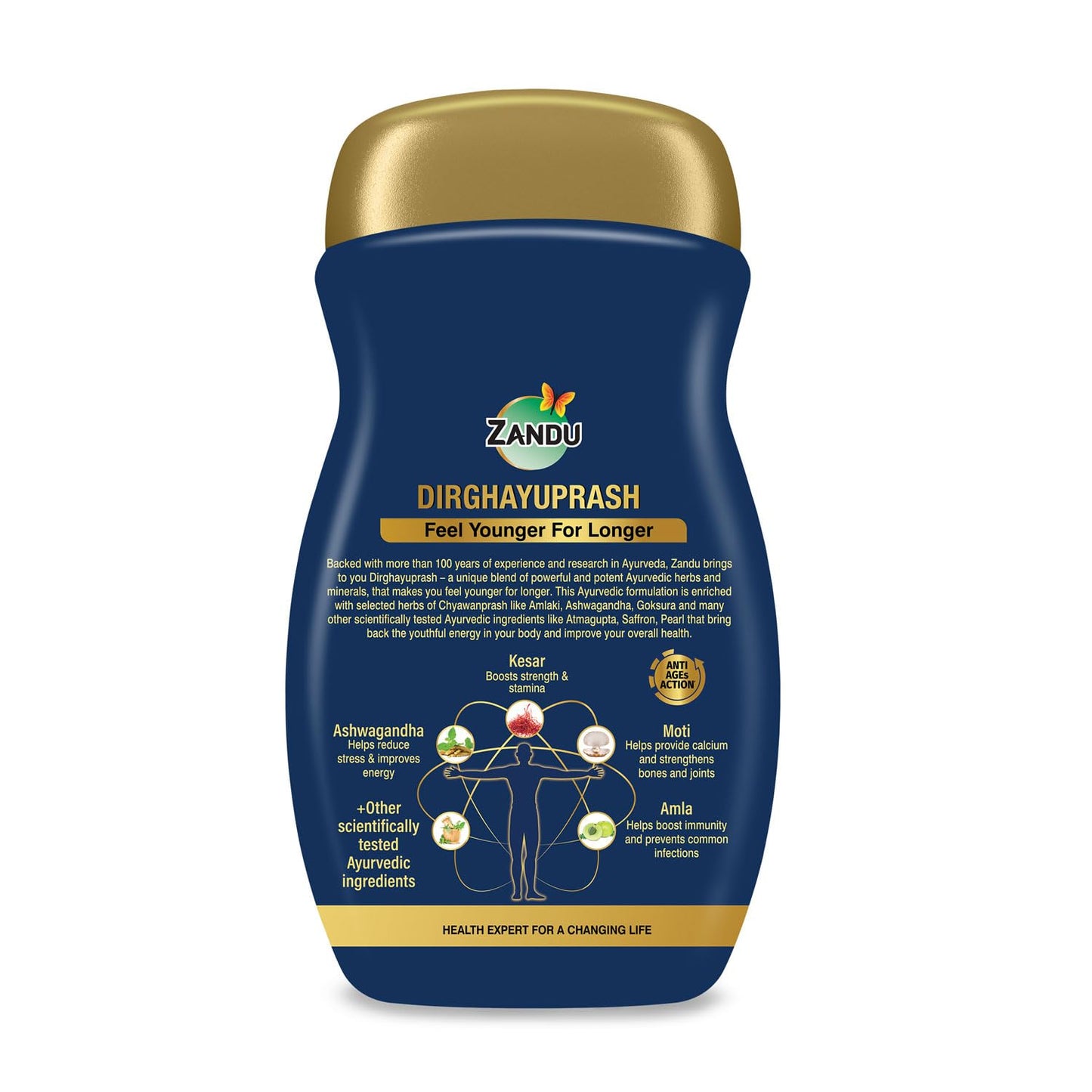 Zandu Dirghayuprash(450g) Anti AGEs Action* | Boosts Energy, Strength, Stamina | Helps Strengthens Bones & Joints | Goodness of Chyawanprash for 3X Immunity# | Helps Delay Skin Ageing | Scientifically Proven