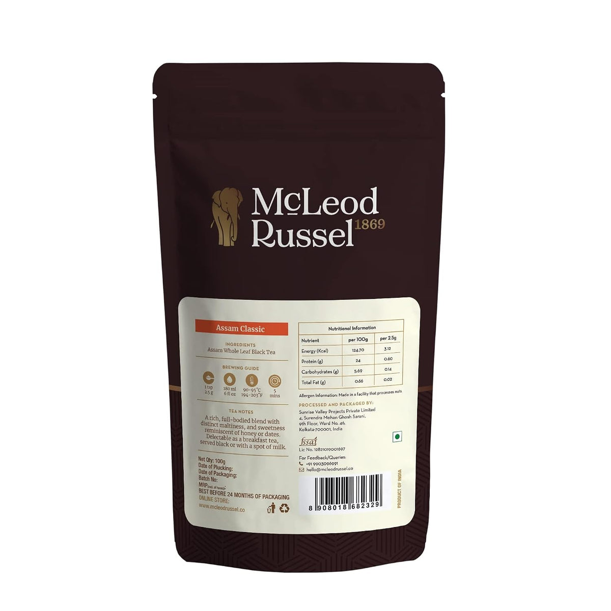 McLEOD RUSSEL 1869 - Assam Classic | 100G | Orthodox Tea | Second Flush | Black Loose Leaf | Farm Fresh | 40+ Cups