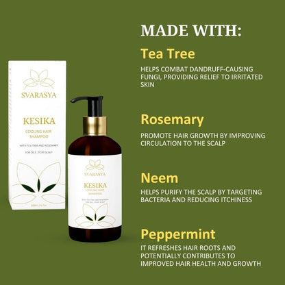 Svarasya Kesika Tea Tree, Rosemary & Neem for Itchy & Flaky Anti-Dandruff Shampoo for Men and Women - 200ml