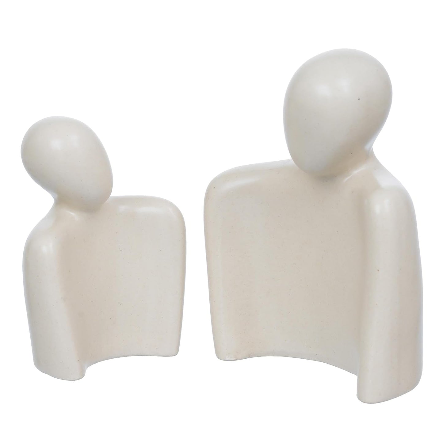 eCraftIndia Set of 2 White Ceramic Handcrafted Couple Statue Sculpture Figurines Home Decor Items Showpiece for Living Room Bedroom Table Shelf TV Unit | Gift for Wedding Anniversary Valentines Day