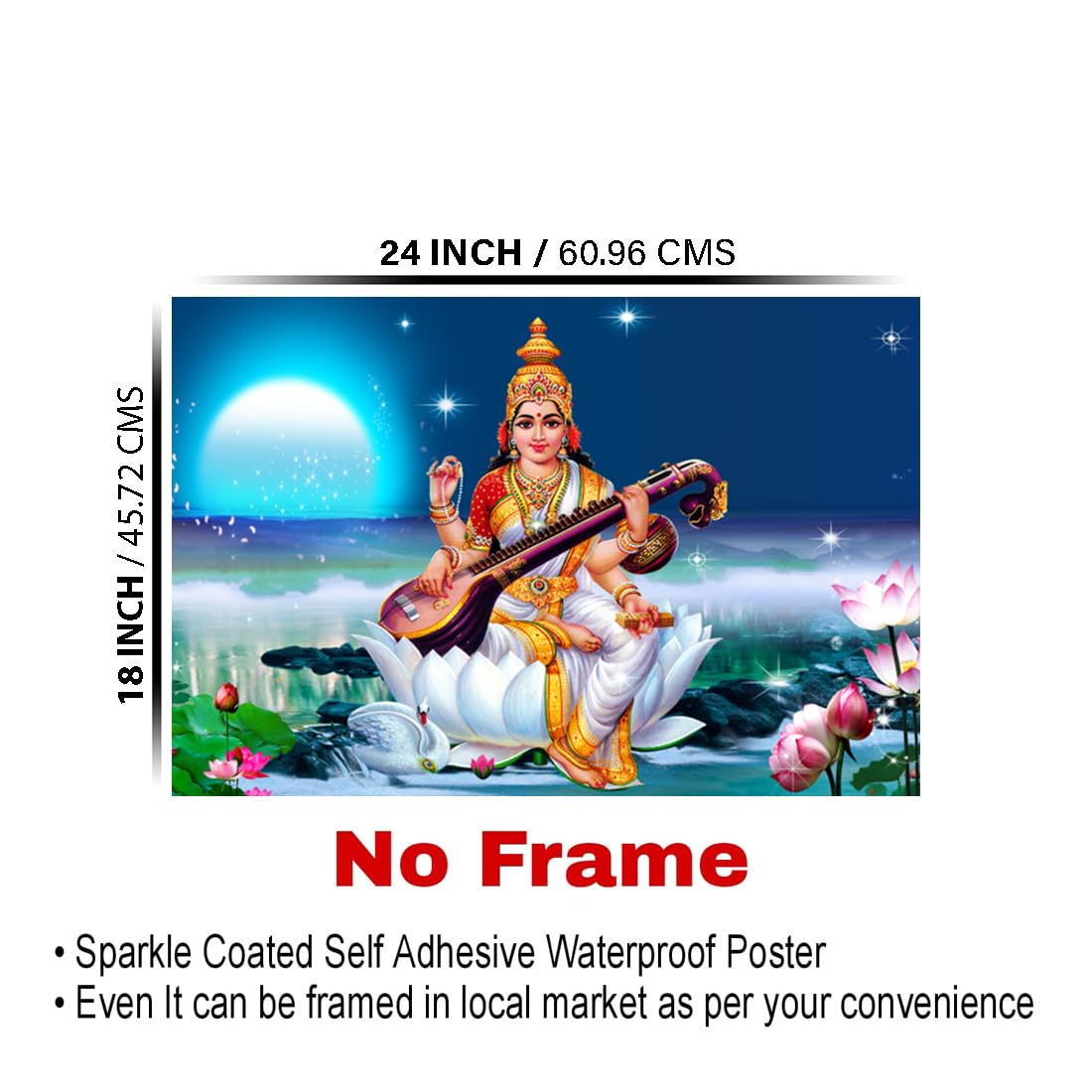 Krishna Arjun Rathe Vinyl Wall Poster | Shri Krishna and Arjun on Rath Poster Sparkle Coated Self Adhesive (Without Frame) (18 x 24 inch)