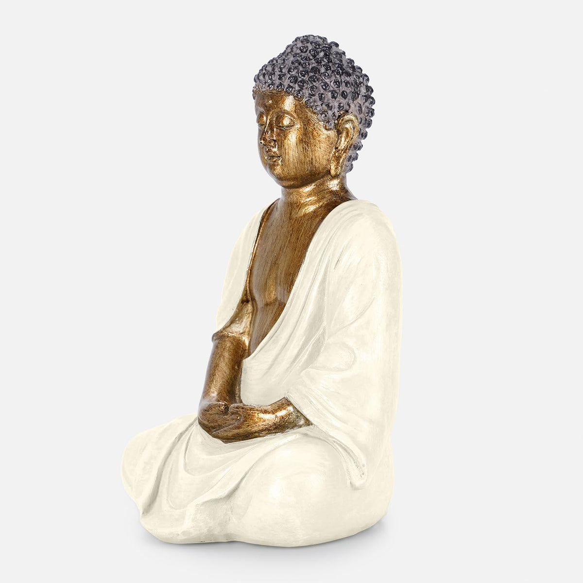 Pure Home + Living Ivory Antique Gold Polyresin Meditating Sitting Buddha - Small Showpiece Idol Home Decor Items for Living Room and Gifts | Elegant Seated Pose Home & Garden Decor Accent (Pack of 1)