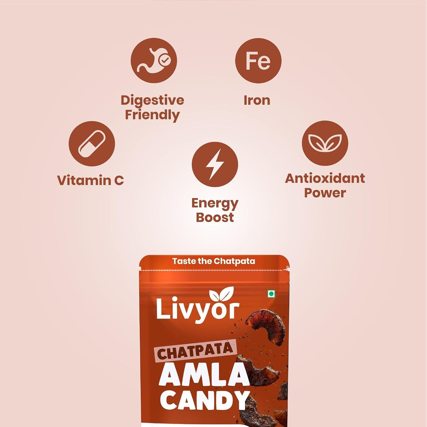 Livyor Dried Chatpata Amla Candy for eating | Dried and Spicy | Indian Dry Gooseberry Avla | Mouth freshner | No preservatives | | Amla Candy Chatpata | Pack of 1