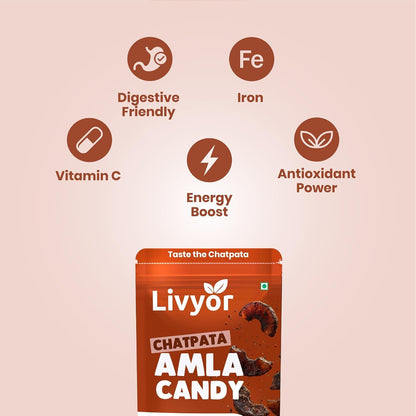 Livyor Dried Chatpata Amla Candy for eating | Dried and Spicy | Indian Dry Gooseberry Avla | Mouth freshner | No preservatives | | Amla Candy Chatpata | Pack of 1