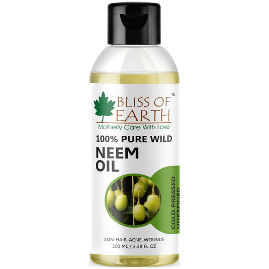 Bliss of Earth Neem Oil 100ml Pure Cold Pressed Natural Neem Oil for Skin, Scalp Care, Hair Dandruff & Hair Growth Support