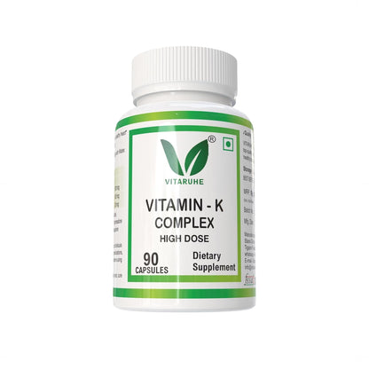 VITARUHE® Vitamin K Complex, High Dose K1 + K2 Menaquinone High Strength & Vegan (MK4 +MK7), 90 Capsules for 3 Months, Best Bioavailability, Supplement Without Additives (1)
