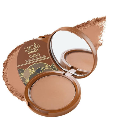 Lovechild Masaba Stardust Bronzing Powder, Soft-Focus Mattifying Finish, With Coconut Oil, Shea Butter & Vitamin E, Barely There (Reddish Brown) - 9 g