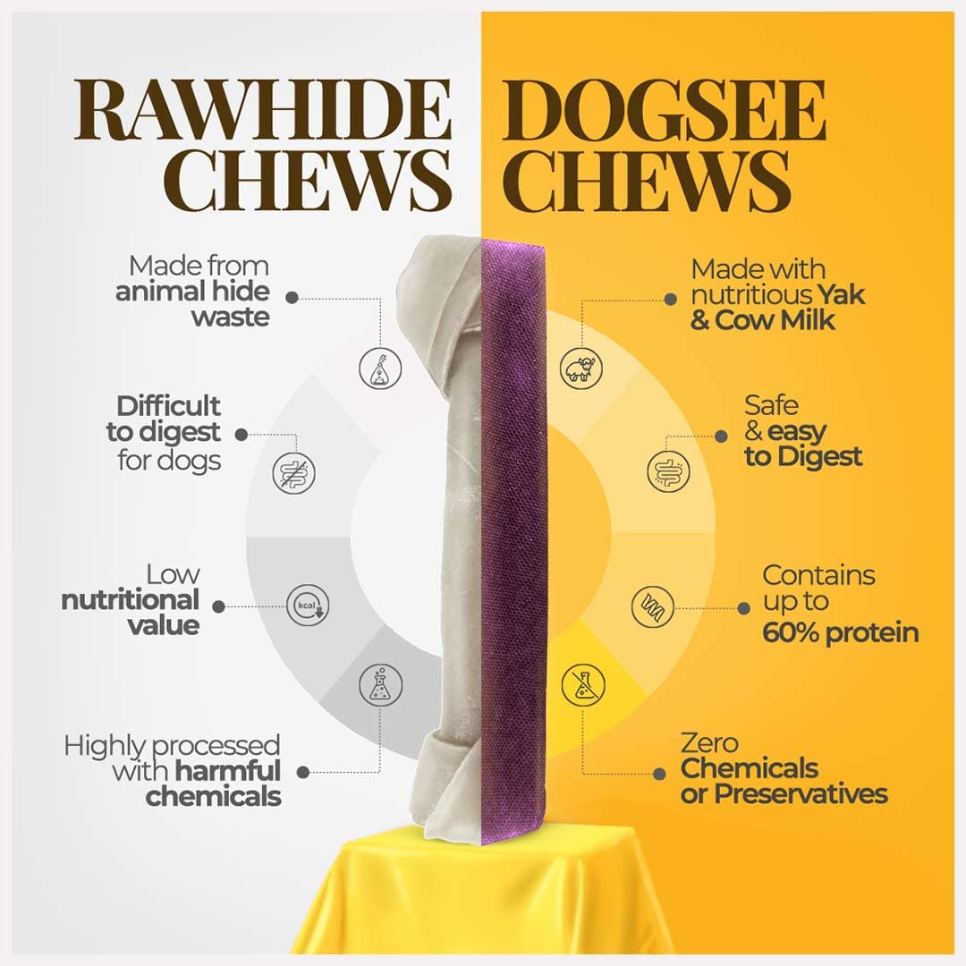 Dogsee Flavored Himalayan Yak Cheese Dental Chews for Dogs 140g (Medium - 2 Chews) | for Healthy Skin & Coat | No Grain, No Gluten | Odorless Dog Treats (Medium, Blueberry)