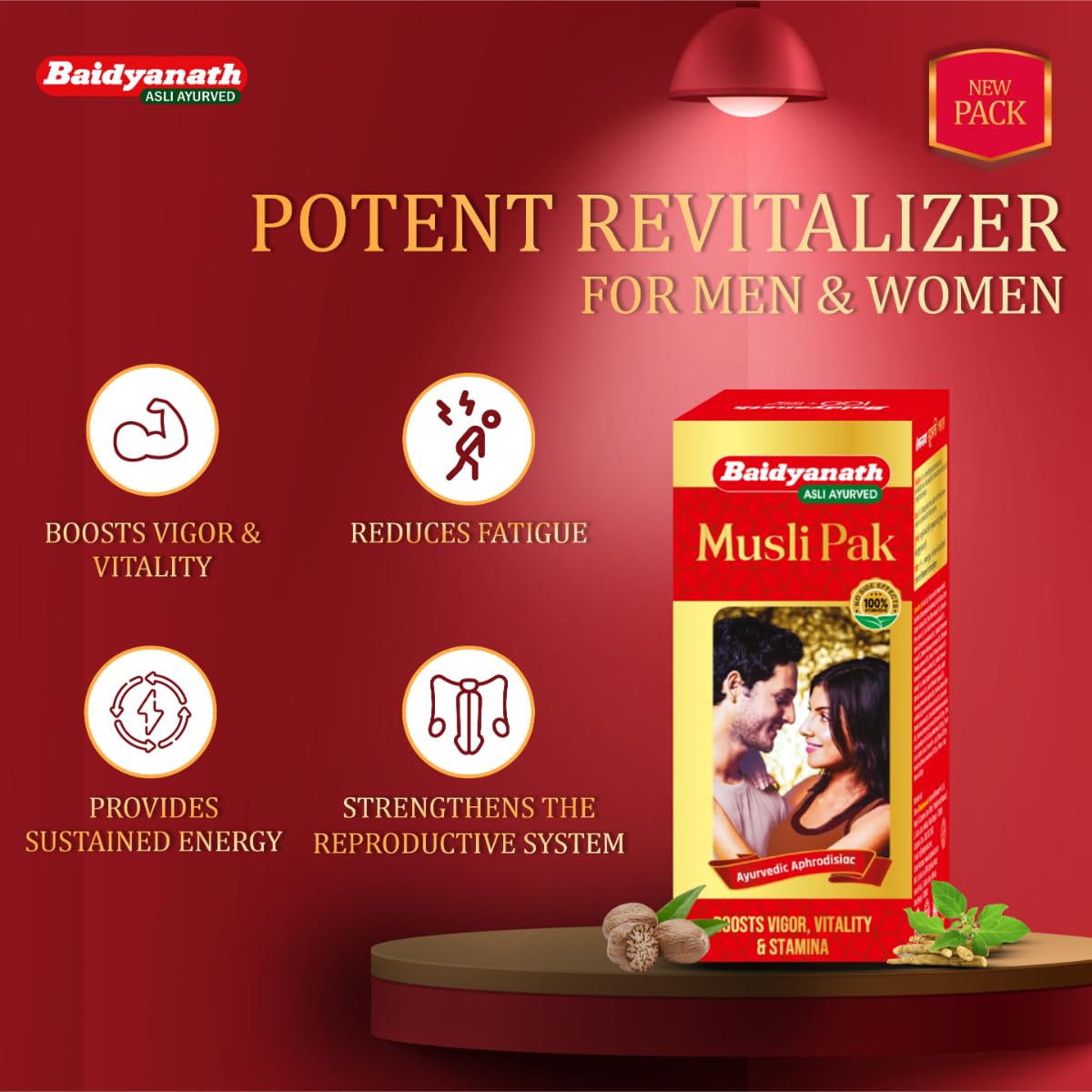Baidyanath Red Musli Pak - Made With Pure Safed Musli For Strength And Vitality - 250G Powder