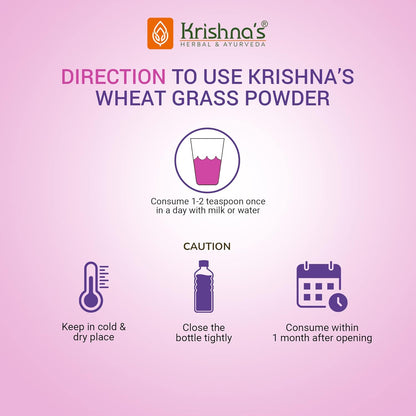 Krishna's Wheatgrass Powder - 100 g (Pack of 1) | Prepared from 9th day picked fresh wheatgrass leaves | Finest Herbal Detoxifier | Builds a Strong Immune System