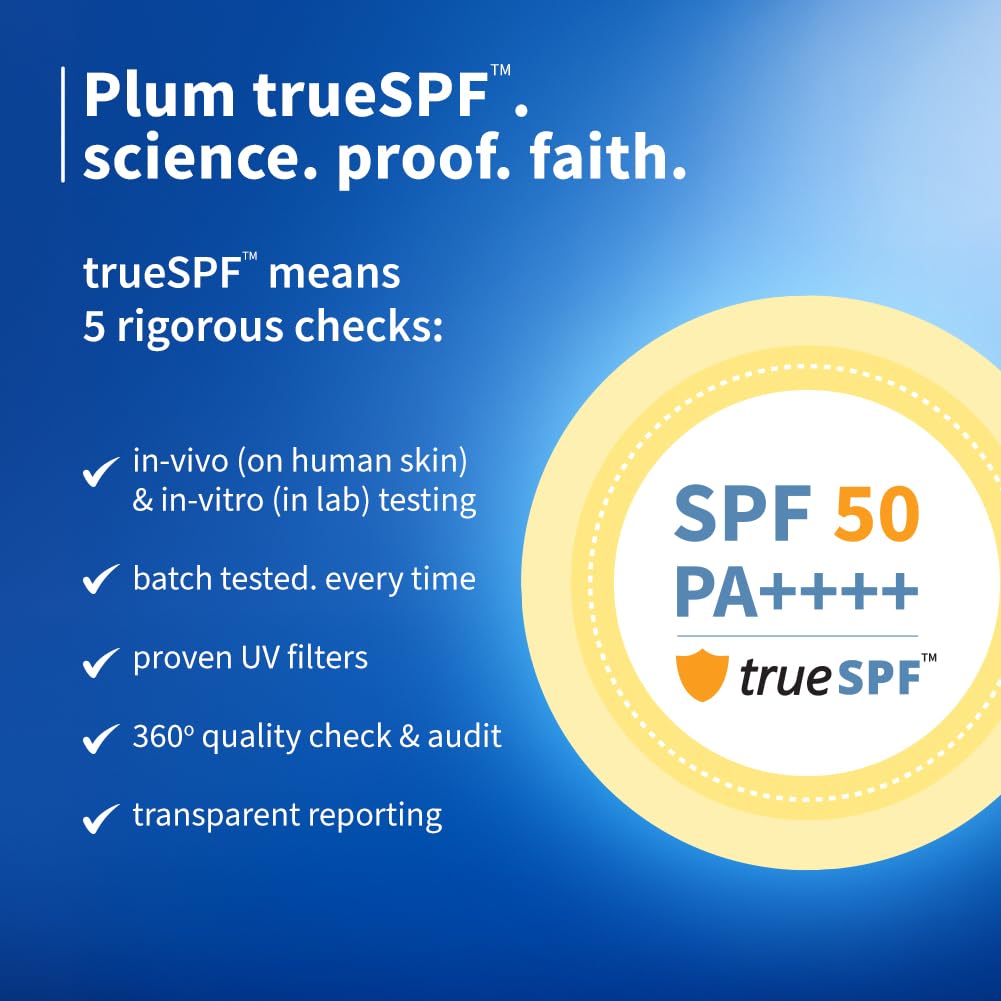 Plum 2% Niacinamide & Rice Water Sunscreen SPF 50 PA+++ | for Oily, Dry & Combination Skin | UVA/UVB Protection | Reduces Tan & Brightens Skin | No White Cast & Non-Sticky | for Women & Men | 15g