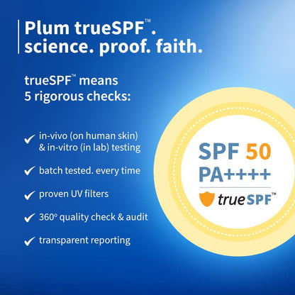 Plum 2% Niacinamide & Rice Water Sunscreen SPF 50 PA+++ | for Oily, Dry & Combination Skin | UVA/UVB Protection | Reduces Tan & Brightens Skin | No White Cast & Non-Sticky | for Women & Men | 15g