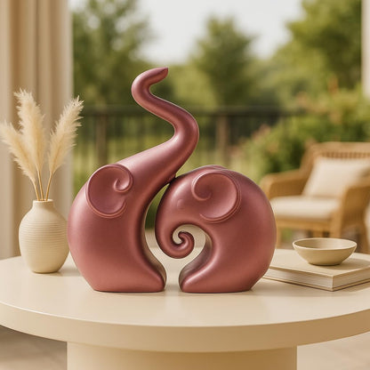 Lavish Rose Gold Home Decor Elephant Couple | Ceramic Figurines | Launched for The First time in India (Set of 2, Rose Gold Matte)