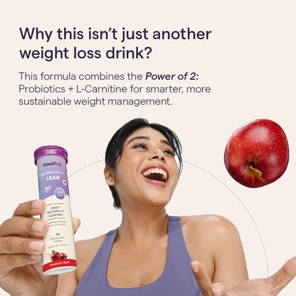 The Good Bug Metabolically Lean Effervescent Tablets - Orange | with L-Carnitine & Probiotics| Supports Weight Management, Gut Health & Craving Control | 15 Tablets