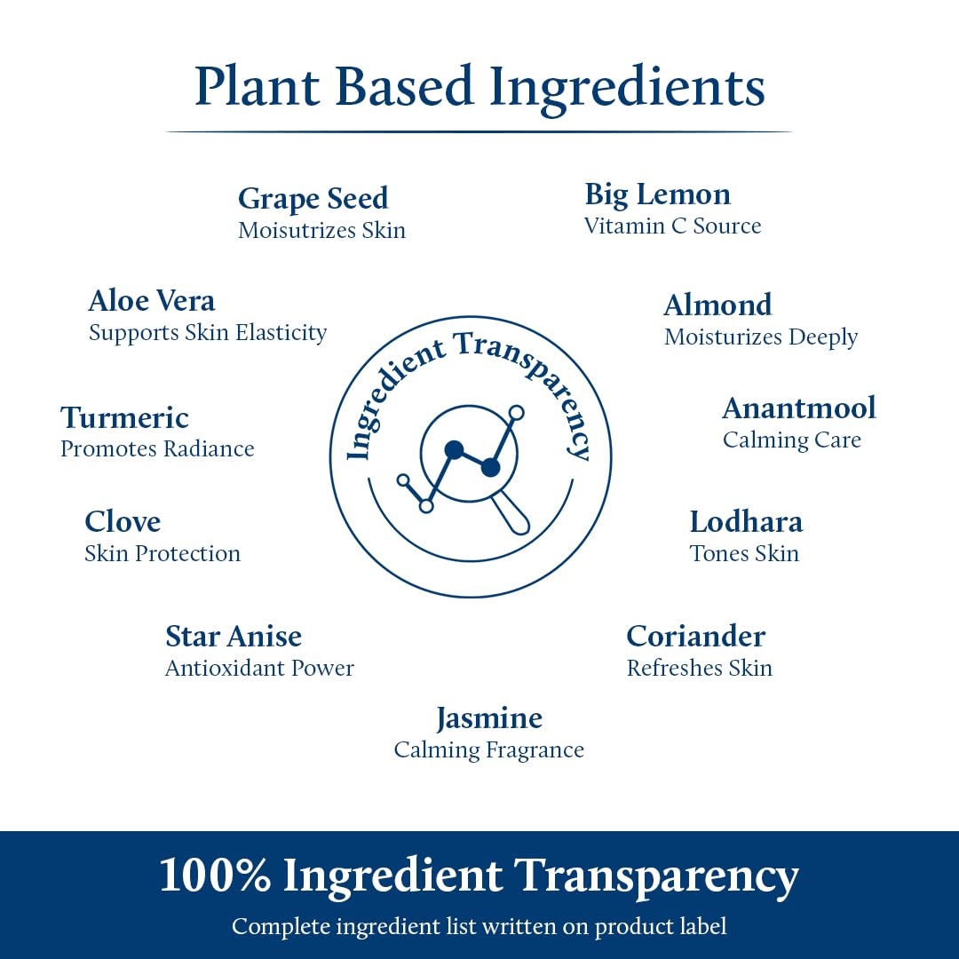 Blue Nectar Plant Based Vitamin C Face Moisturizer for Oily Acne Prone Skin with Grapeseed | Oil Free Lightweight Cream for Women (19 herbs, 50g)
