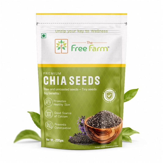 The Free Farm Premium Raw Chia Seeds | 200 G | Protein Rich | Source of Calcium | Superfood for Weight | Omega-3 Fatty Acids