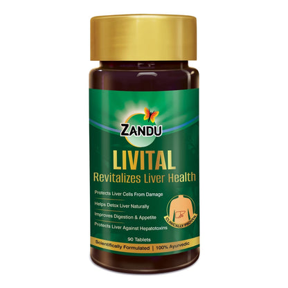 Zandu Livital supplement bottle on a white background