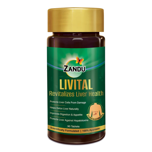 Zandu Livital supplement bottle on a white background