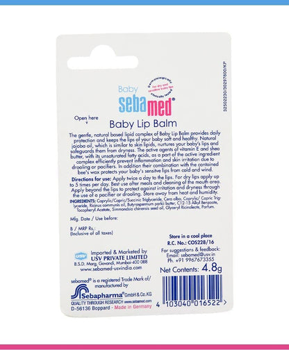 Sebamed Baby Lip Balm|Soft Baby Lips|With Shea butter, Jojoba Oil & Beeswax|4.8 gm