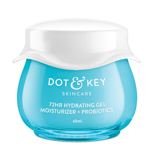Zephivo DOT & KEY 72Hr Hydrating Gel + Probiotics Moisturizer For Face With Hyaluronic Acid, Kombucha & Rice Water Lightweight Gel Oil Free Moisturizer | For Oily, Dull & Uneven Skin Tone I For All Skin Types | 60Ml
