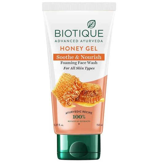 Biotique Honey Gel Foaming Face Wash tube on a white background