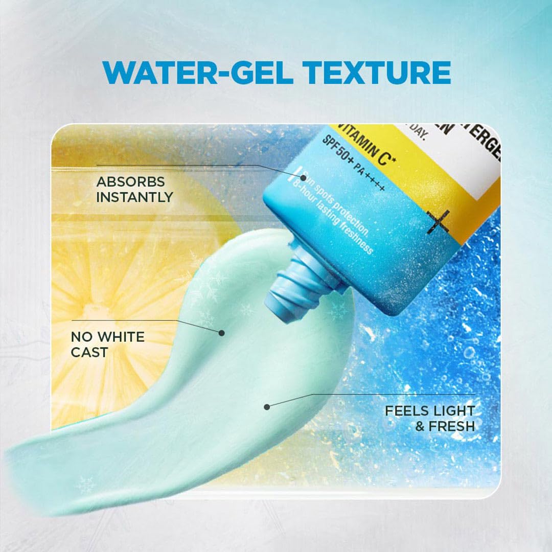 Cosmetic bottle with water-gel texture features on a light blue background