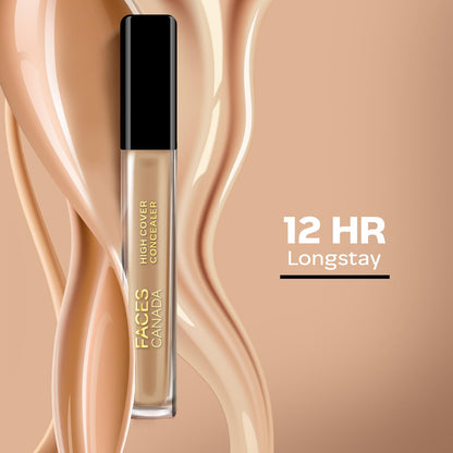 FACESCANADA High Cover Concealer - Sand Beige 01|High Coverage Liquid Concealer|Blends Easily|Natural Finish|Covers Spots, Dark Circles|With Shea Butter & Vitamin E For All Skin Type - 4 Ml