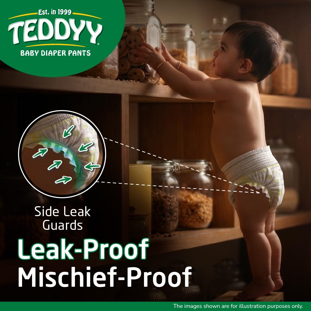 TEDDYY Easy Baby M Size Diaper Pant Style | 74 Count (Medium) | 7–12 kg (Pack of 1) | Long Protection Hours | Anti-Bacterial | Airy Breathable Fit | Rapid Soaker Channels with Wetness Indicator