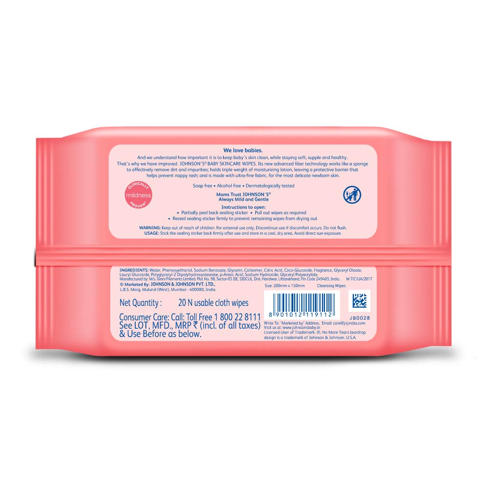 Johnson's Baby Skincare Cloth Wipes - 20 Wipes