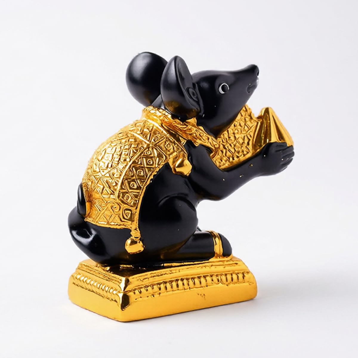 Mushak Raj Idol for Ganesh Chaturthi Pooja - (Resin, 6 cm) | Mouse Statue with Modak | Ganesh Ji Vahan Decorative Murti | Home Temple Decor | Vastu Showpiece | Gift for Festival & Office
