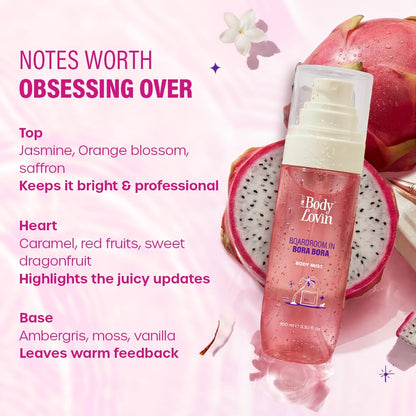 Plum BodyLovin’ Boardroom In Bora Bora Body Mist | Juicy Dragonfruit Meets Sweet Jasmine | Long-Lasting | Sweet Tropical Fragrance | With Notes Of Dragonfruit, Jasmine & Caramel | 100 ml