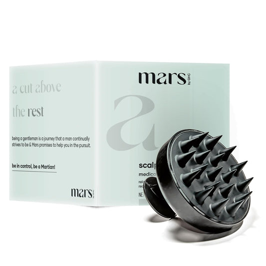 mars by GHC No Battery Required Scalp Head Massager With Soft Silicone Bristles | Lightweight | Comfortable Grip | Enhances Blood Circulation To Scalp, Black