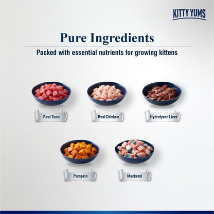 Kitty Yums Kitten Wet Mousse 80g | Ocean Fish | Rich in Protein | Promotes Hydration & Easy to Digest | Grain Free | No Artificial Flavours |Packed with Essential Vitamins & Antioxidants
