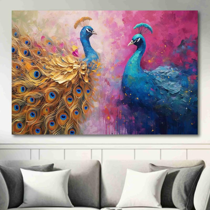 Unframed Rolled Art Print||Beautiful Peacock Canvas Wall Art Print for Home Décor And Office||Unframed canvas Painting For Wall decor||Home wall and Office Interior CR-133