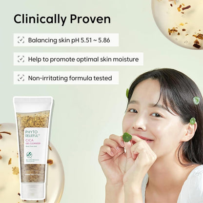 THANKYOU FARMER Phyto Relieful Cica Gel Cleanser (120 ml) Korean Daily Face Wash for Sensitive & Acne-Prone Skin, Soothing Cica Leaf & Botanical Extract Gel Face Cleanser, pH-Balanced, Gentle, Hydrates & Removes Impurities, Reduces Redness