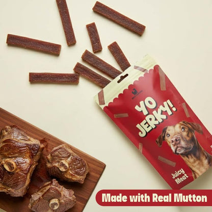 PETS EMPIRE Yo Jerky Juicy Meat Dog Treats, 100g | High Protein Soft Chew Snacks for Dogs | Made with Real Chicken & Sweet Potato | Grain-Free, HealthyR Eward for Puppies & Adult Dogs