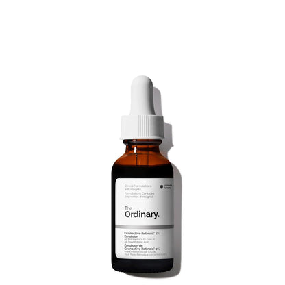 Brown glass dropper bottle with white label on a white background, featuring 'The Ordinary' brand.