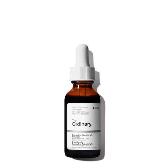 Brown glass dropper bottle with white label on a white background, featuring 'The Ordinary' brand.