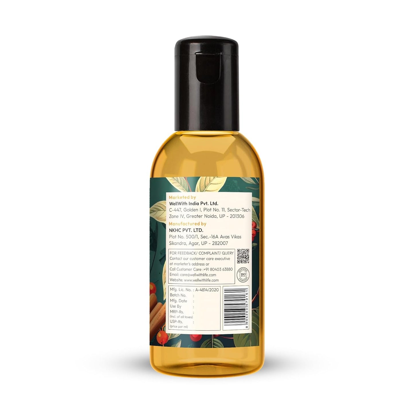 Wellwith(Ayuzera) Pain Massage Oil (50ml, Pack of 1) | Sea buckthorn oil, Bel, Ashwagandha, Til Oil, Daruhaldi, Camphor & Haldi | Supporting Easy Mobility, Fast-absorbing & Non-greasy & Ideal for Massages