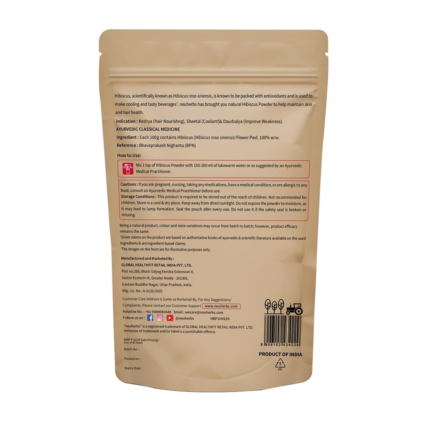 Neuherbs Organic Hibiscus Powder For Women & Men (100 gm, Pack of 1) | Ayurvedic Care To Boost Skin & Hair Health | 100% Natural & Vegan Friendly | Rich in Antioxident & Vitamin C | No Additives