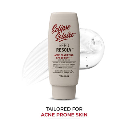 Eclipse Solaire SeboResolv Acne Clarifying SPF 50 PA++++ (UVA, UVB, IR & BR) | No white cast | Non-greasy | Oily/Acne prone skin 60ml