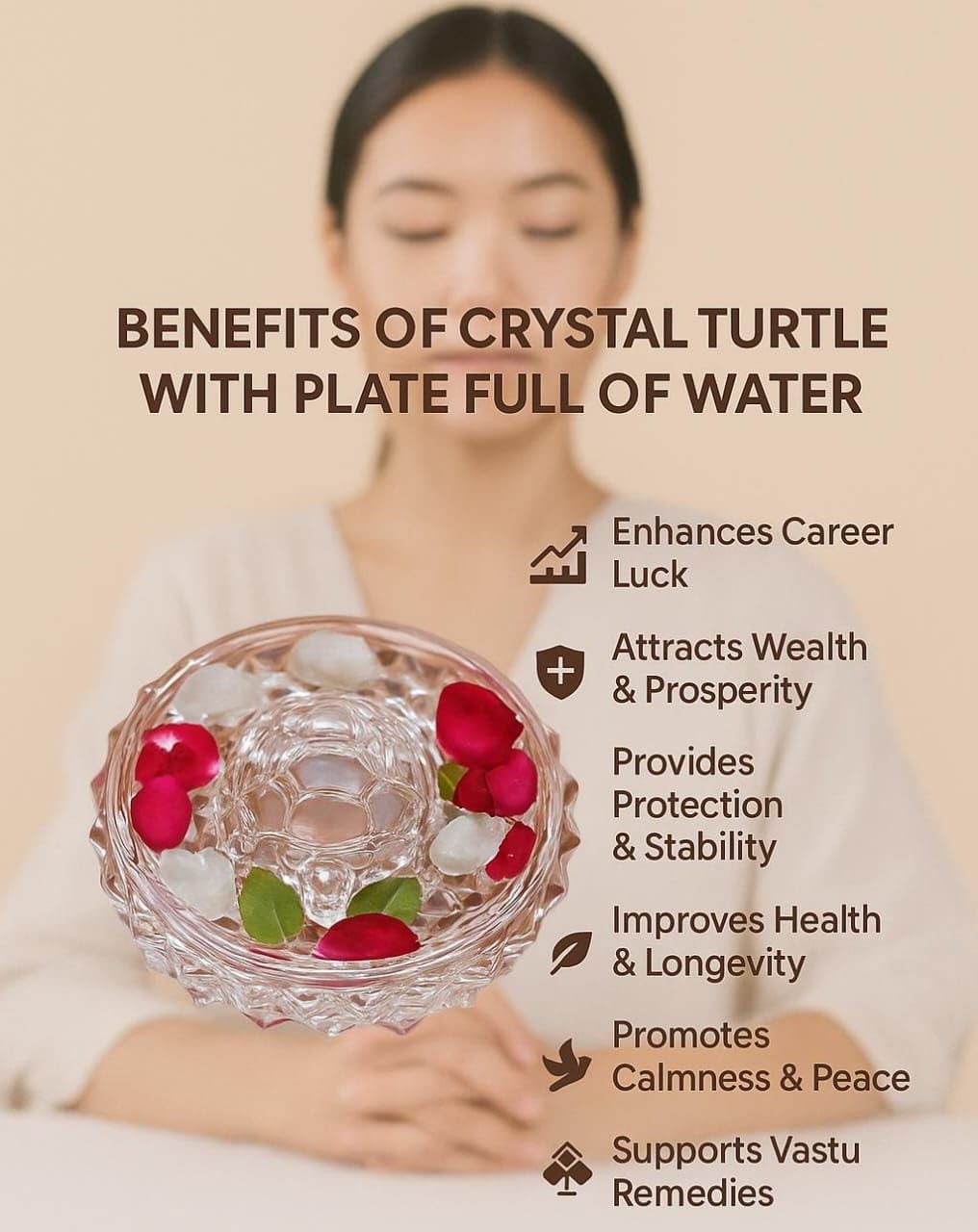SAUDEEP INDIA Vastu Feng Shui Crystal Turtle Tortoise with Plate for Good Luck Feng Shui Tortoise Turtle (Regular Quality)