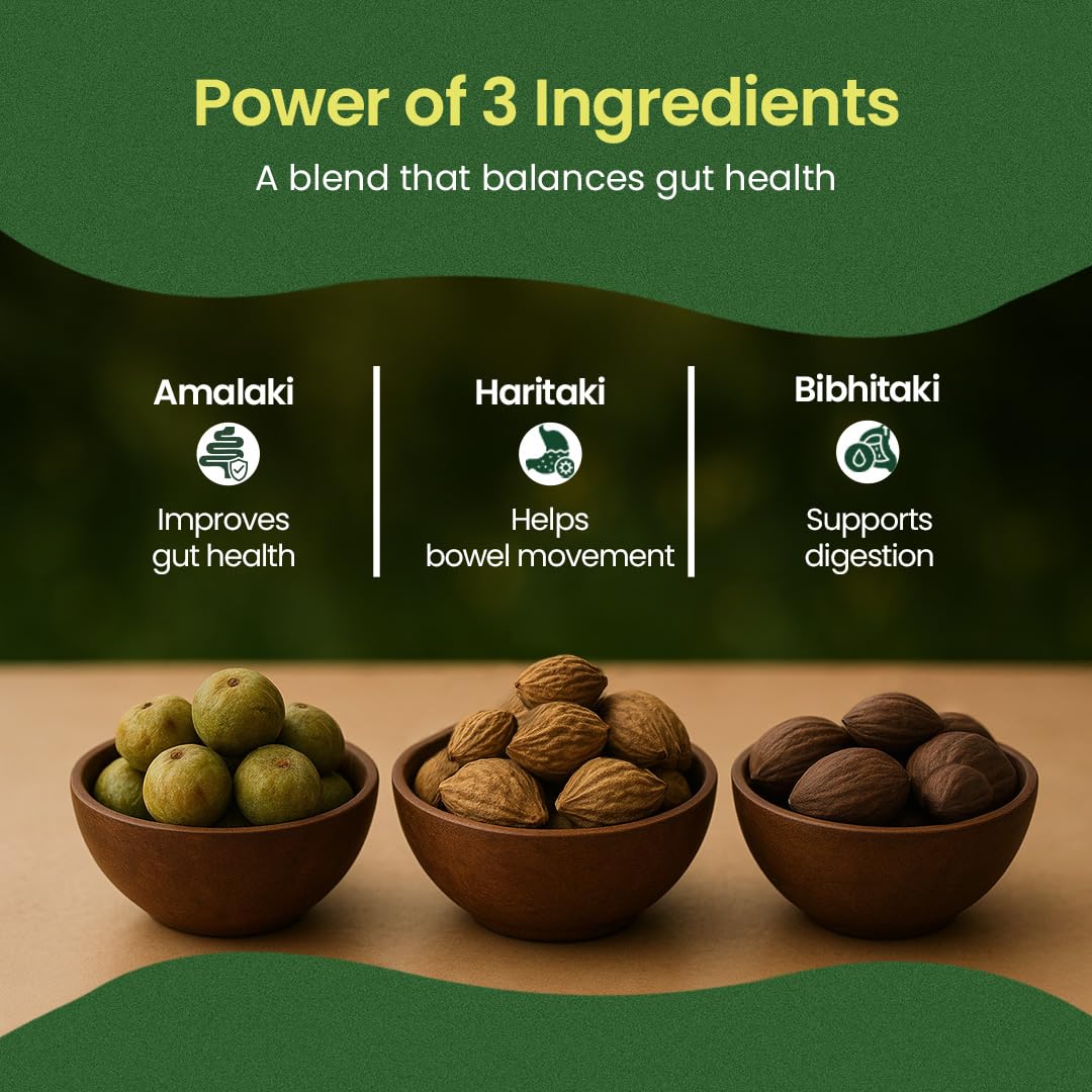 Kerala Ayurveda Triphala Churna Tablets | Ayurvedic Gut Health & Constipation Relief | Amla, Haritaki, Bibhitaki for Digestion & Bloating | 1000 Tablets